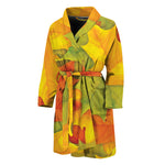 Fall Autumn Maple Leaves Print Men's Bathrobe