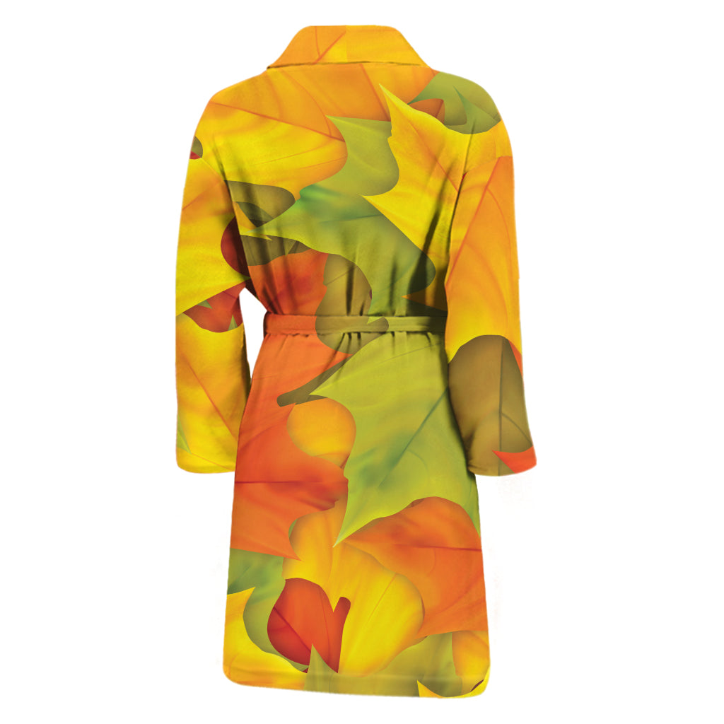 Fall Autumn Maple Leaves Print Men's Bathrobe