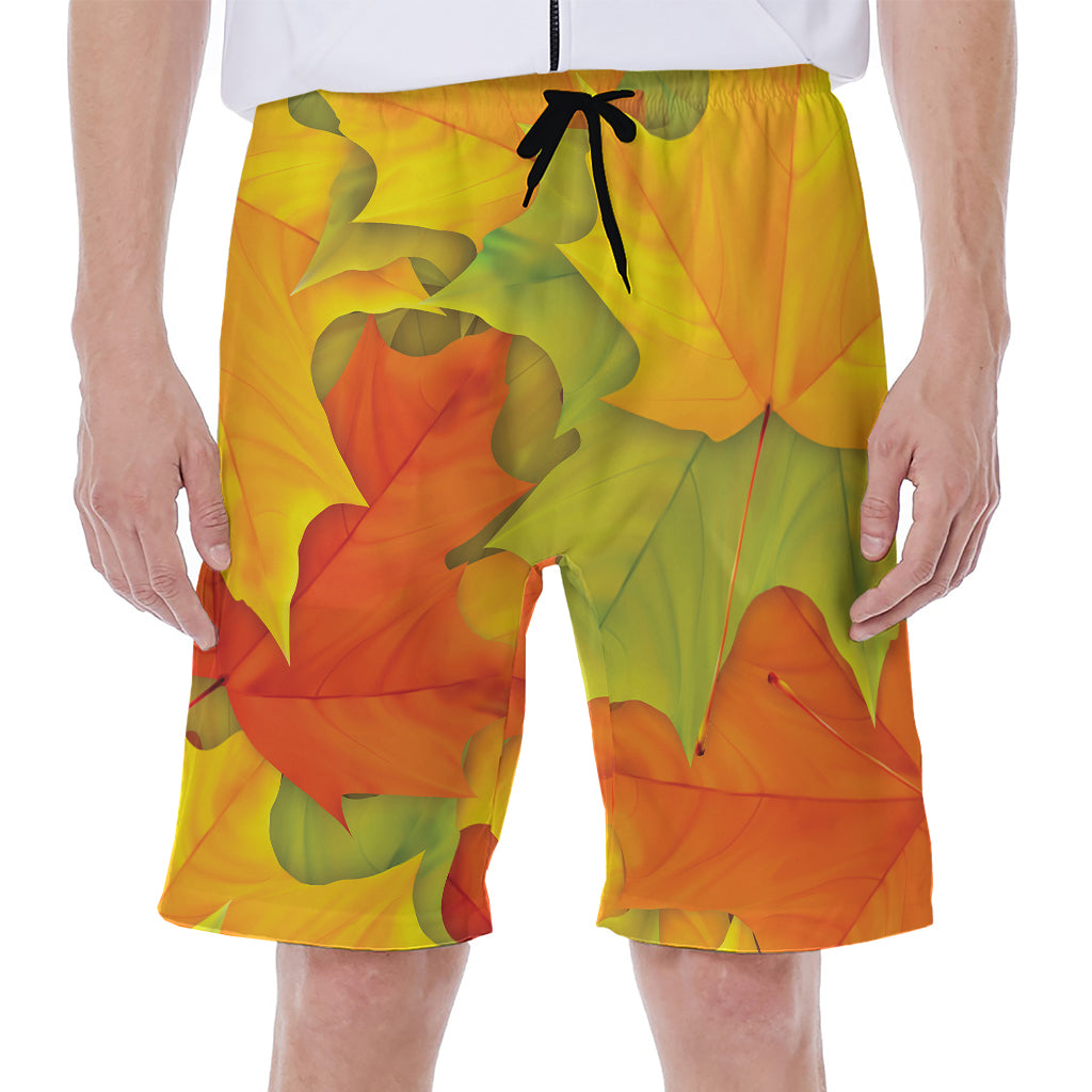 Fall Autumn Maple Leaves Print Men's Beach Shorts