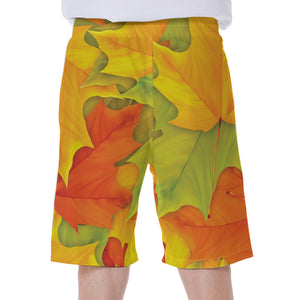 Fall Autumn Maple Leaves Print Men's Beach Shorts