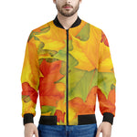 Fall Autumn Maple Leaves Print Men's Bomber Jacket