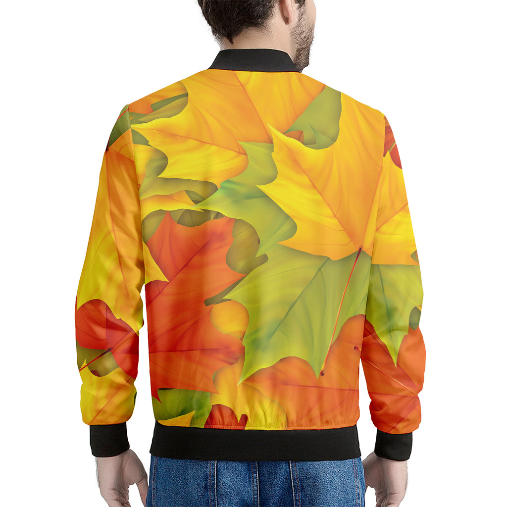 Fall Autumn Maple Leaves Print Men's Bomber Jacket