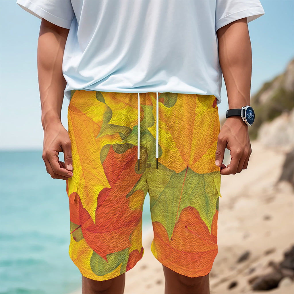 Fall Autumn Maple Leaves Print Men's Cargo Shorts