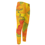 Fall Autumn Maple Leaves Print Men's Compression Pants