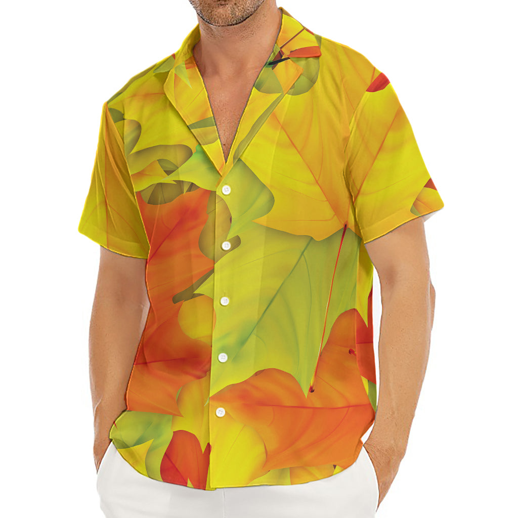 Fall Autumn Maple Leaves Print Men's Deep V-Neck Shirt