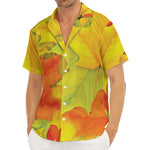 Fall Autumn Maple Leaves Print Men's Deep V-Neck Shirt