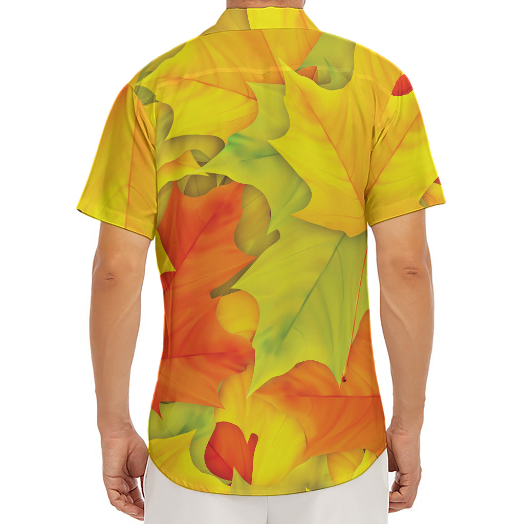 Fall Autumn Maple Leaves Print Men's Deep V-Neck Shirt