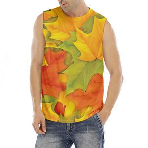 Fall Autumn Maple Leaves Print Men's Fitness Tank Top