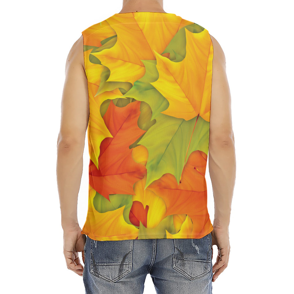 Fall Autumn Maple Leaves Print Men's Fitness Tank Top