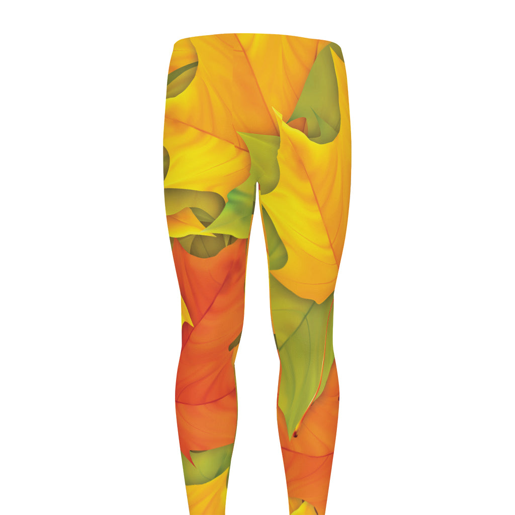 Fall Autumn Maple Leaves Print Men's leggings