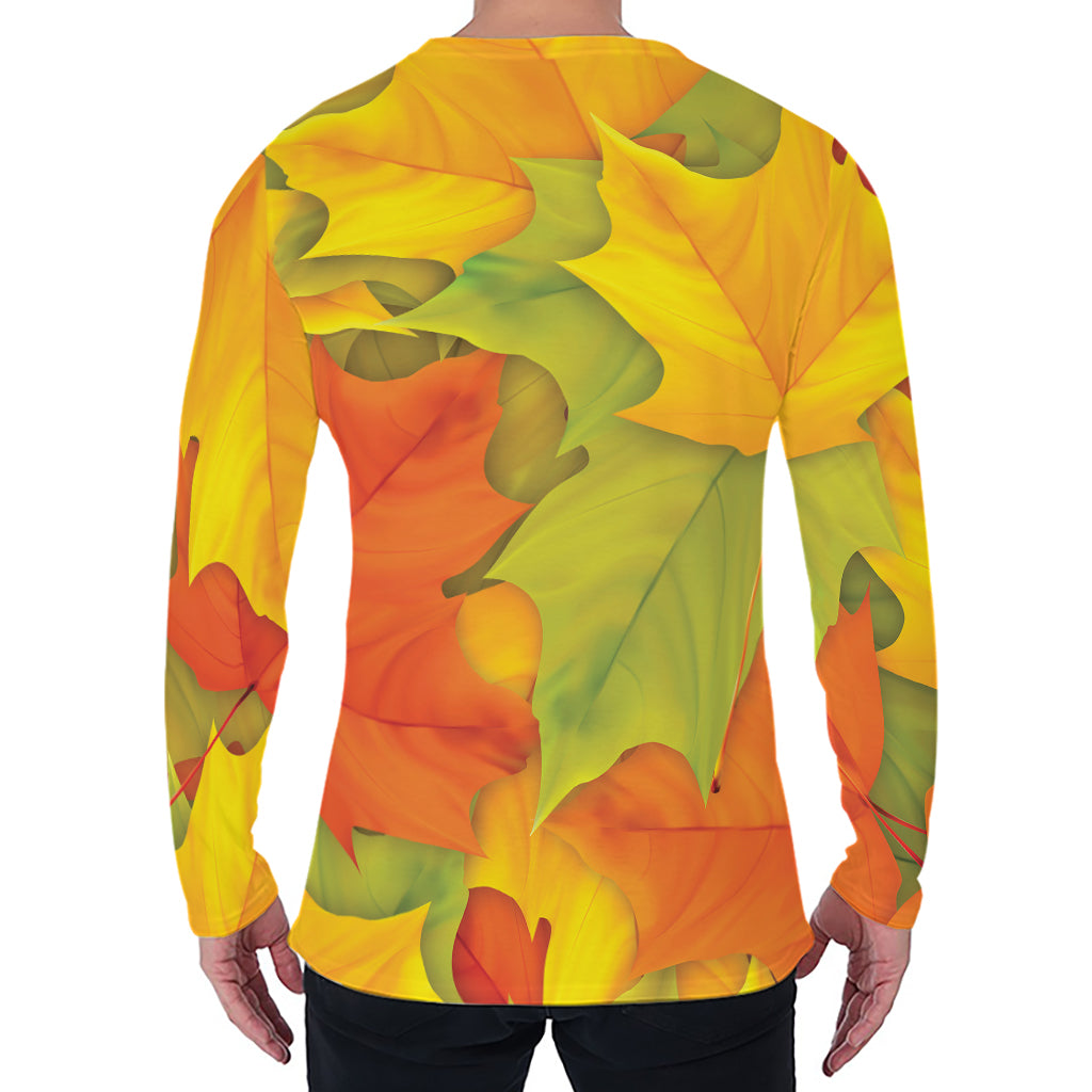 Fall Autumn Maple Leaves Print Men's Long Sleeve T-Shirt