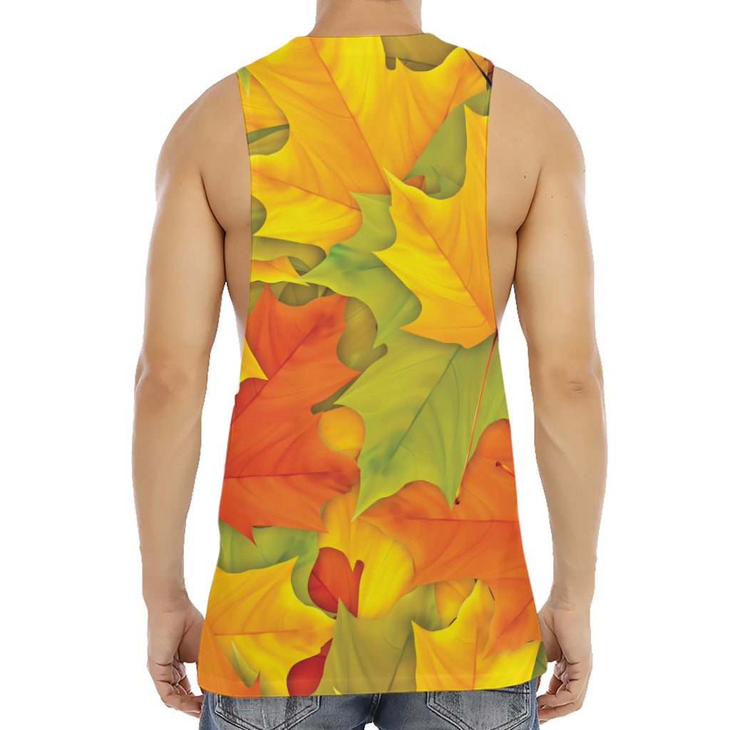 Fall Autumn Maple Leaves Print Men's Muscle Tank Top