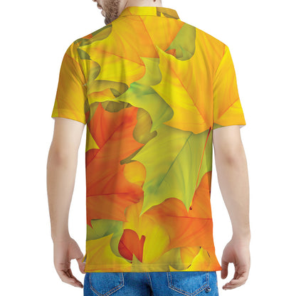 Fall Autumn Maple Leaves Print Men's Polo Shirt
