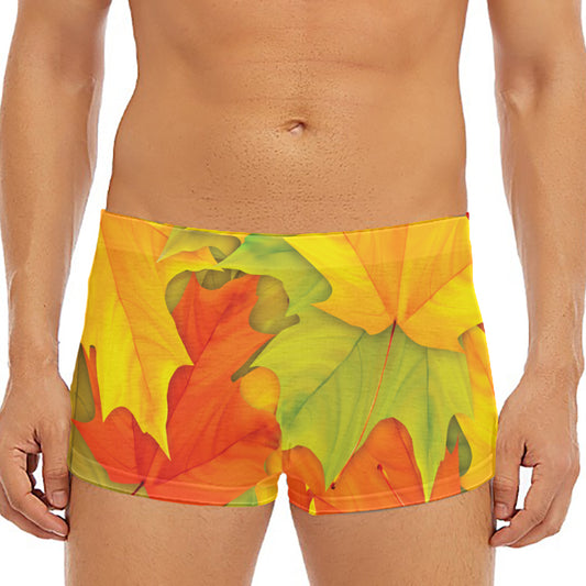 Fall Autumn Maple Leaves Print Men's Short Boxer Briefs