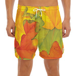 Fall Autumn Maple Leaves Print Men's Split Running Shorts