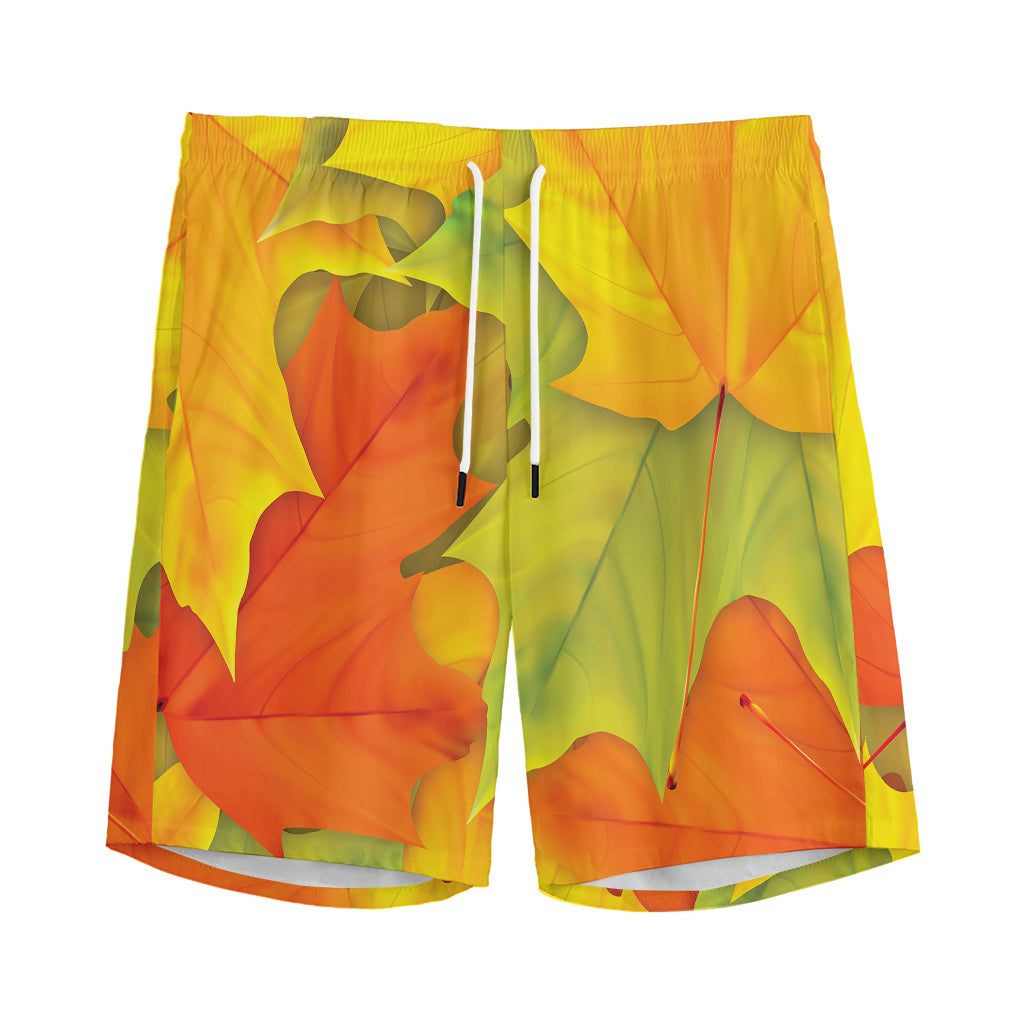 Fall Autumn Maple Leaves Print Men's Sports Shorts