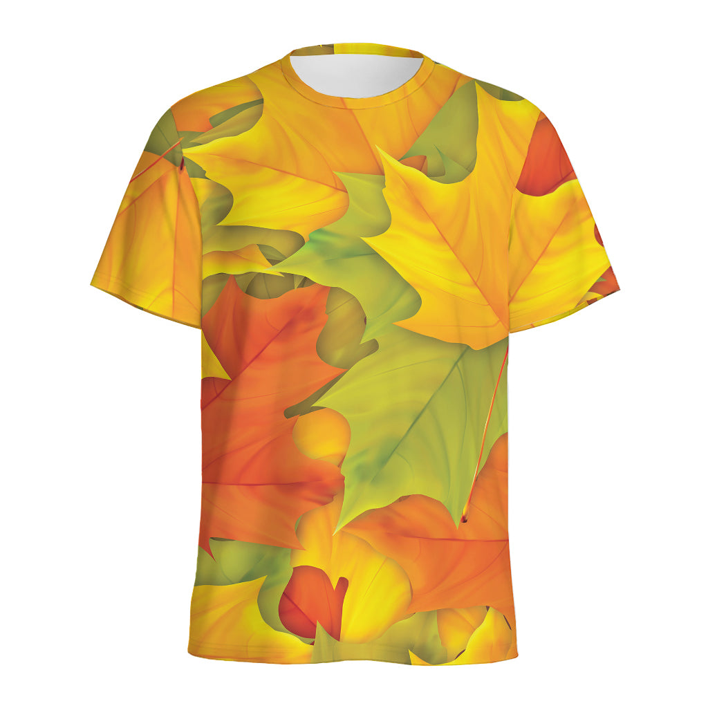 Fall Autumn Maple Leaves Print Men's Sports T-Shirt