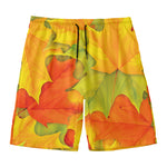 Fall Autumn Maple Leaves Print Men's Swim Trunks
