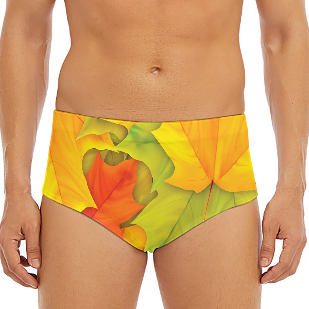 Fall Autumn Maple Leaves Print Men's Triangle Swim Briefs