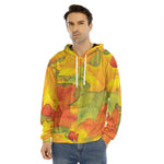 Fall Autumn Maple Leaves Print Men's Velvet Pullover Hoodie