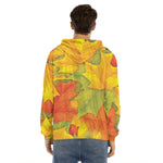 Fall Autumn Maple Leaves Print Men's Velvet Pullover Hoodie