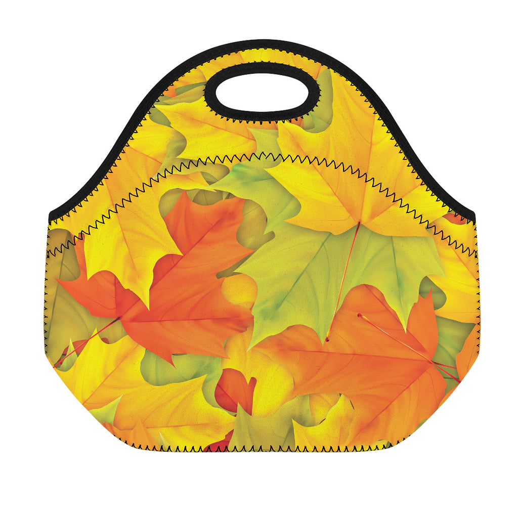 Fall Autumn Maple Leaves Print Neoprene Lunch Bag