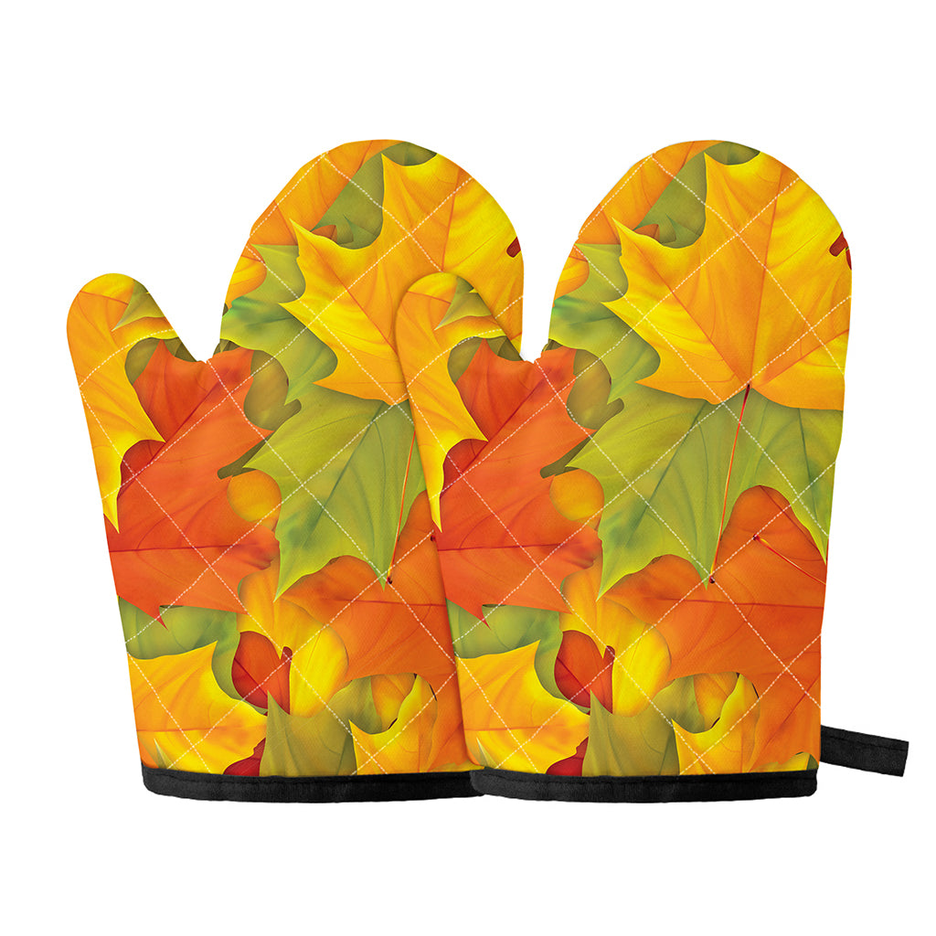 Fall Autumn Maple Leaves Print Oven Mitts
