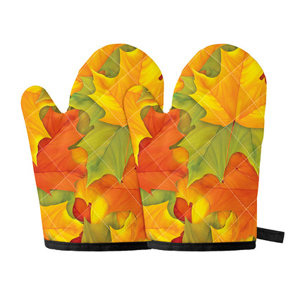 Fall Autumn Maple Leaves Print Oven Mitts