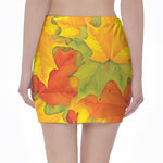 Fall Autumn Maple Leaves Print Pencil Mini Skirt