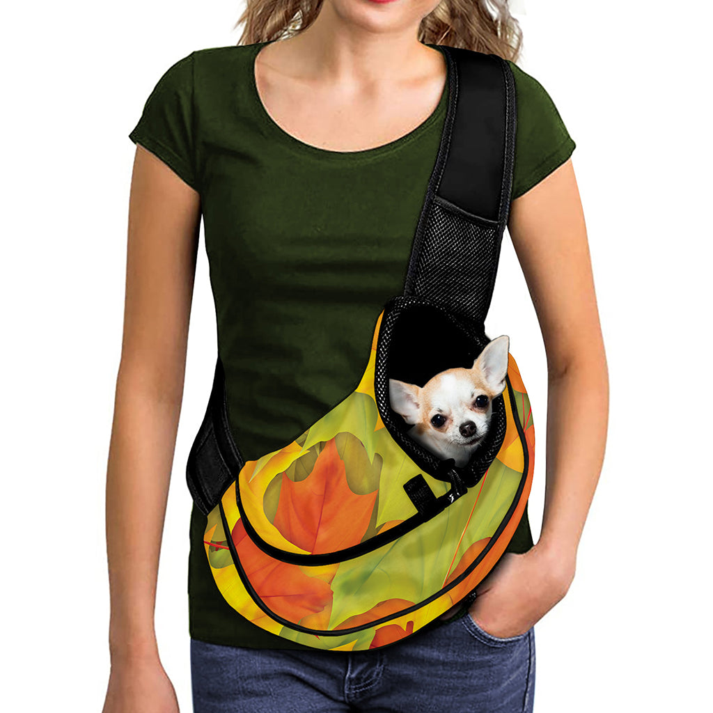 Fall Autumn Maple Leaves Print Pet Sling Carrier