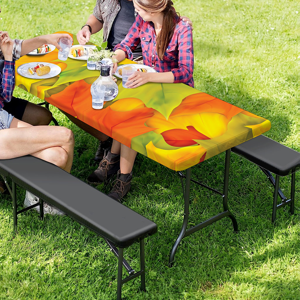 Fall Autumn Maple Leaves Print Picnic Table Cover