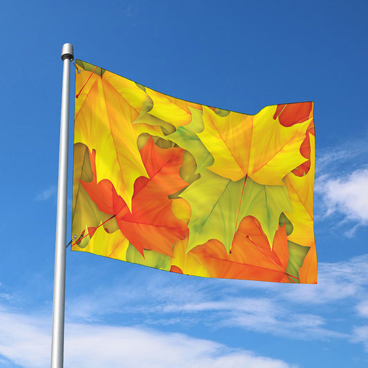 Fall Autumn Maple Leaves Print Polyester Flag