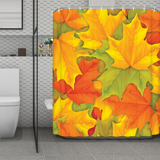 Fall Autumn Maple Leaves Print Polyester Shower Curtain