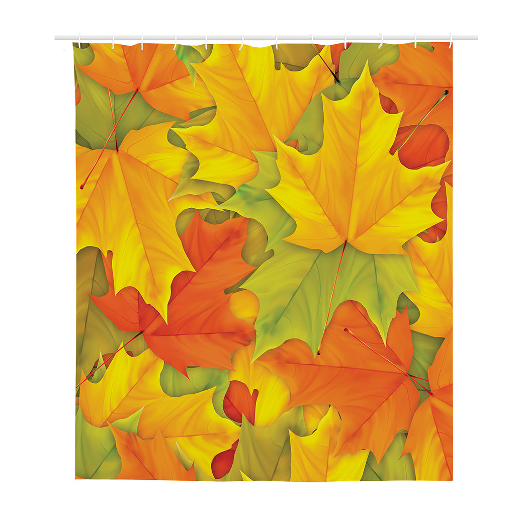 Fall Autumn Maple Leaves Print Polyester Shower Curtain