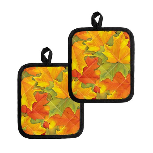 Fall Autumn Maple Leaves Print Pot Holders