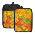 Fall Autumn Maple Leaves Print Pot Holders With Pocket