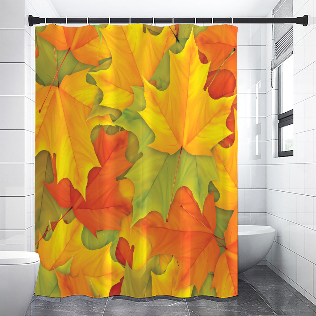 Fall Autumn Maple Leaves Print Premium Shower Curtain