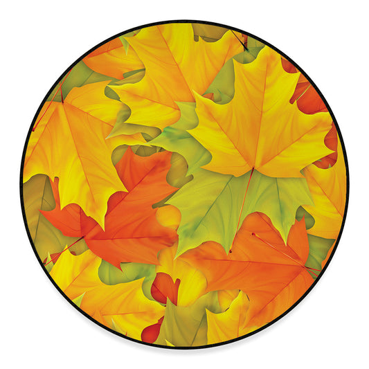 Fall Autumn Maple Leaves Print Round Floor Mat