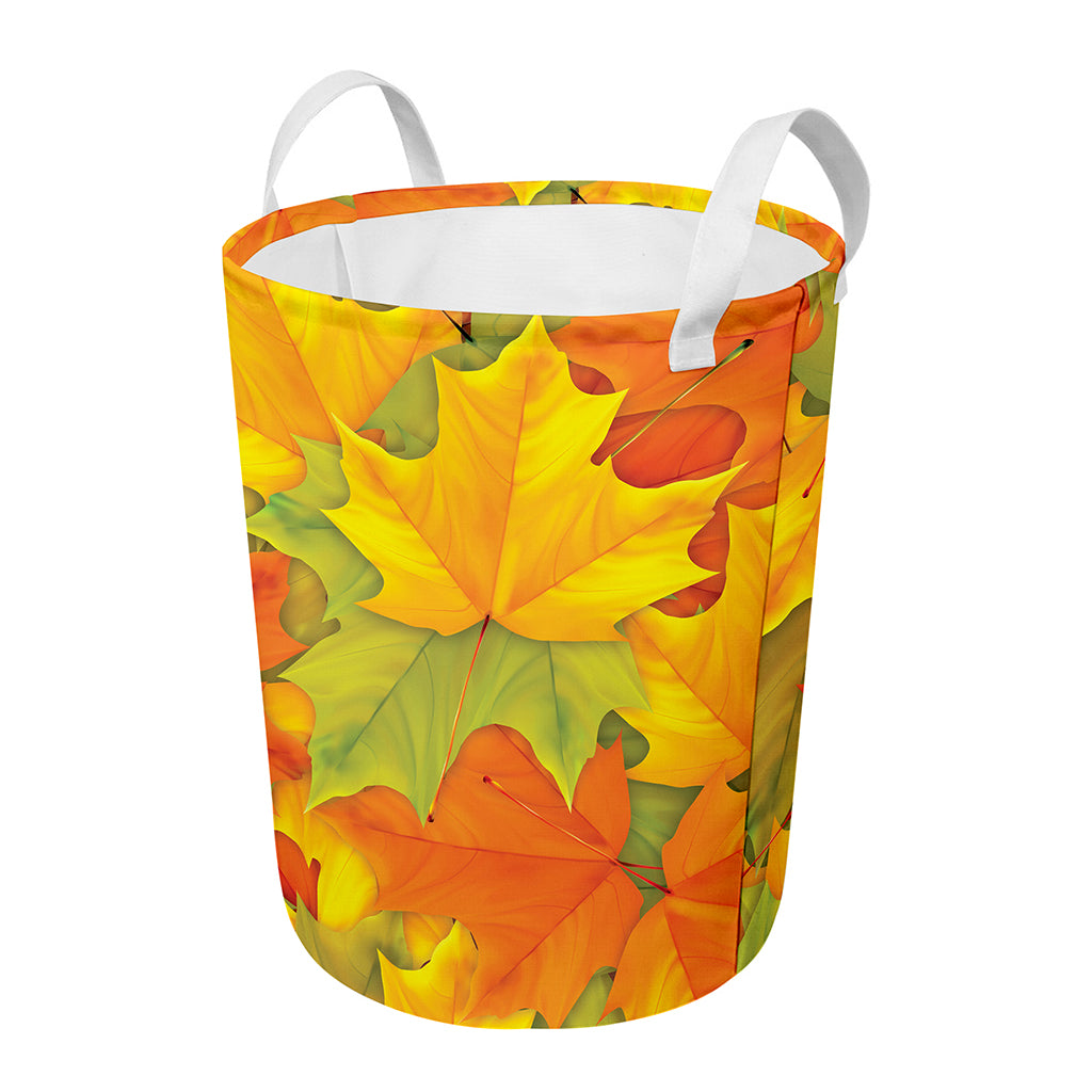 Fall Autumn Maple Leaves Print Round Laundry Basket