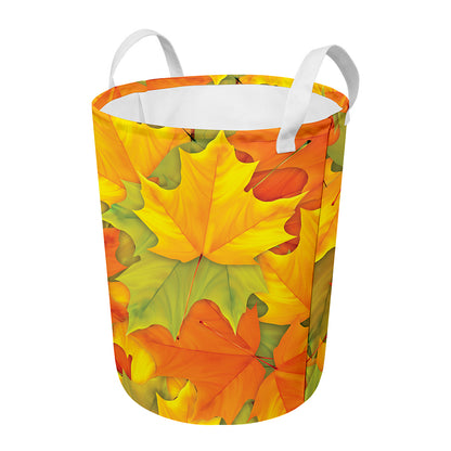 Fall Autumn Maple Leaves Print Round Laundry Basket