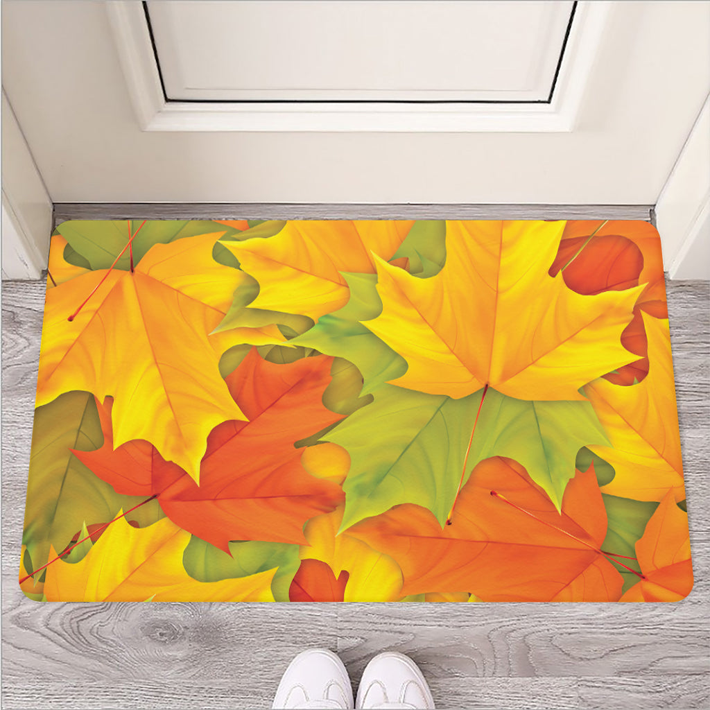 Fall Autumn Maple Leaves Print Rubber Doormat