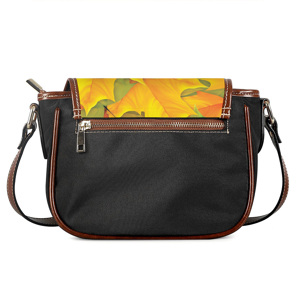 Fall Autumn Maple Leaves Print Saddle Bag