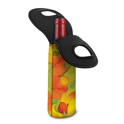 Fall Autumn Maple Leaves Print Single Neoprene Wine Tote