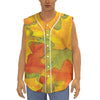 Fall Autumn Maple Leaves Print Sleeveless Baseball Jersey