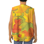 Fall Autumn Maple Leaves Print Sleeveless Baseball Jersey