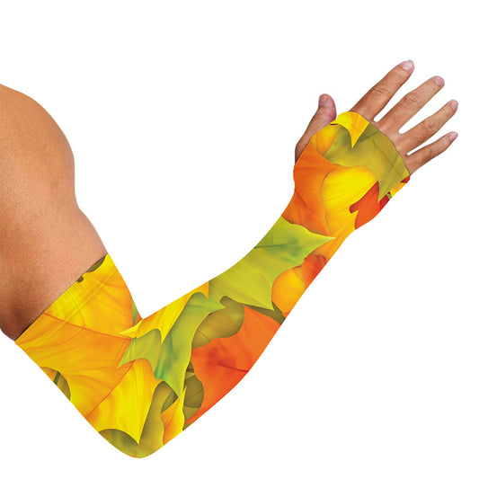 Fall Autumn Maple Leaves Print Sun Protection Arm Sleeves
