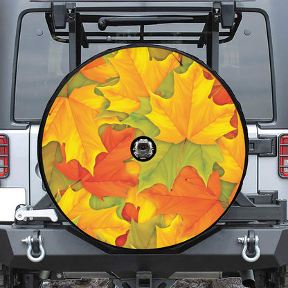 Fall Autumn Maple Leaves Print Tire Cover With Camera Hole