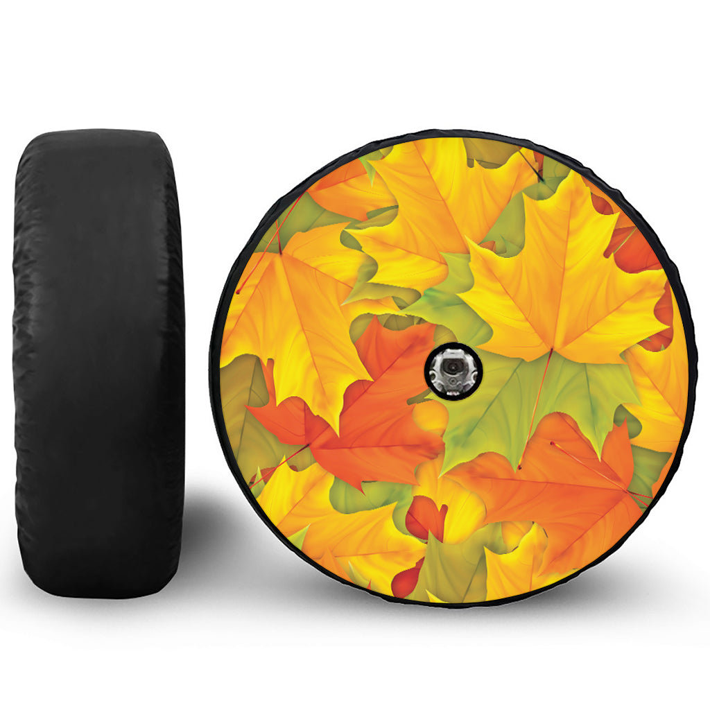 Fall Autumn Maple Leaves Print Tire Cover With Camera Hole