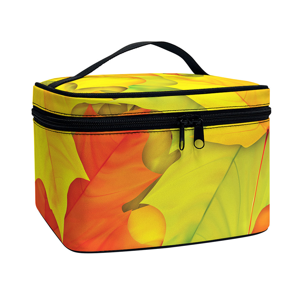 Fall Autumn Maple Leaves Print Travel Makeup Bag
