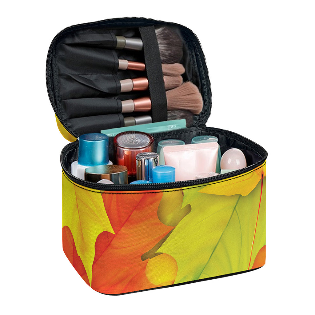 Fall Autumn Maple Leaves Print Travel Makeup Bag